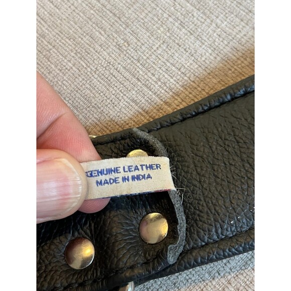 Angel Genuine Leather Spiked Studded Dog Collar Wide Padded Black Heavy Duty - Picture 7 of 10